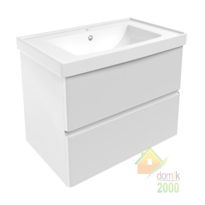 OLIVA комплект мебели 80см белый: тумба подвесная, 2 ящика + умывальник накладной 