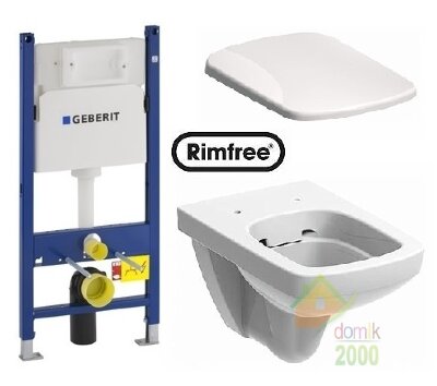 Комплект: NOVA PRO Rimfree унитаз подвесной прямоуг., Geberit Duofix 3в1, сид. Duroplast soft-close 