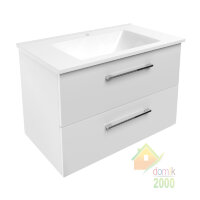 NEMO комплект мебели 80см белый: тумба подвесная, 2 ящика + умывальник накладной