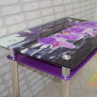 Стол стеклянный с фотопечатью "Фиолетовая орхидея"