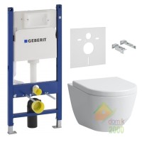 Комплект: PRO унитаз Rimless, подвесной, с сиденьем стандарт+GEBERIT Duofix монтажный комплект для подв. унитаза, Н112, 12 см(UP100) без клавиши