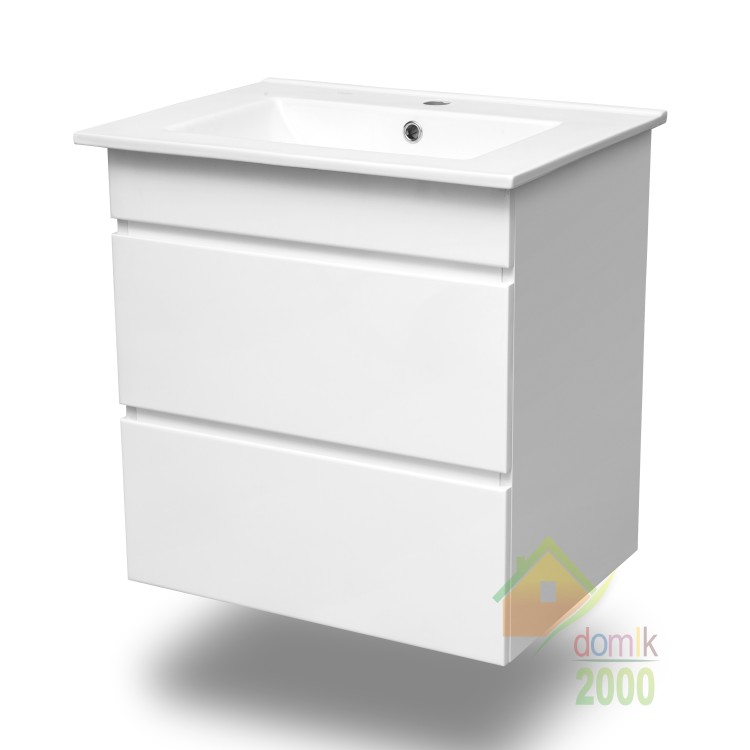 FIESTA комплект мебели 80см белый: тумба подвесная, 2 ящика + умывальник накладной