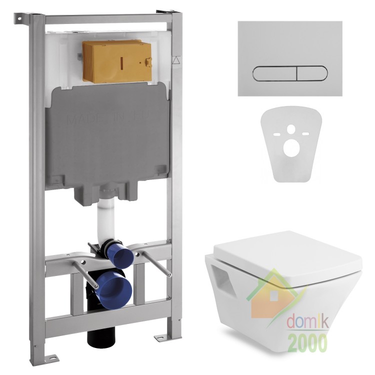 Комплект: TEO унитаз 53*35,5*40см подвесной, с сиденьем slow-closing +VOLLE MASTER Комплект инсталляции 4в1, хром клавиша