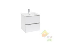 CUBE комплект: тумба 55*65*43см, с 2мя ящ., без ножек, умывальник 65*43см, с отв. под смеситель, цвет белый глянец