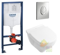 Комплект: O.NOVO DirectFlush унитаз подвесной 5660HR01 с сид. soft-close, Grohe инсталляция 38721001