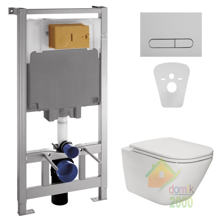 Комплект: GAP Rimless унитаз подвесной с сиденьем Slim, slow-closing, VOLLE Master инсталляция 4в1, хромированная клавиша