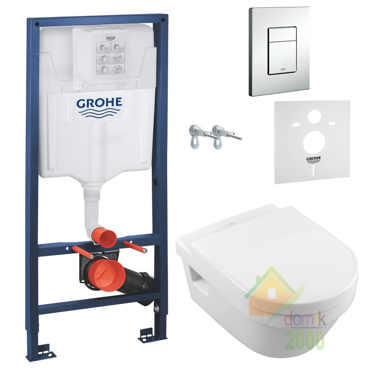 Комплект: ARCHITECTURA Directflush унитаз подвесной 37*53см в ком с сид с функ Slow closing + GROHE инстал