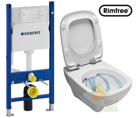 Комплект: STYLE Rimfree унитаз подвесной, инсталляция Geberit Duofix 3в1, сидение Duroplast soft-close