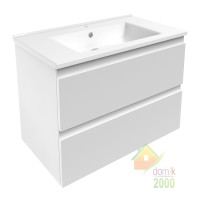 LORETA комплект мебели 80см, белый: тумба подвесная, 2 ящика + умывальник накладной