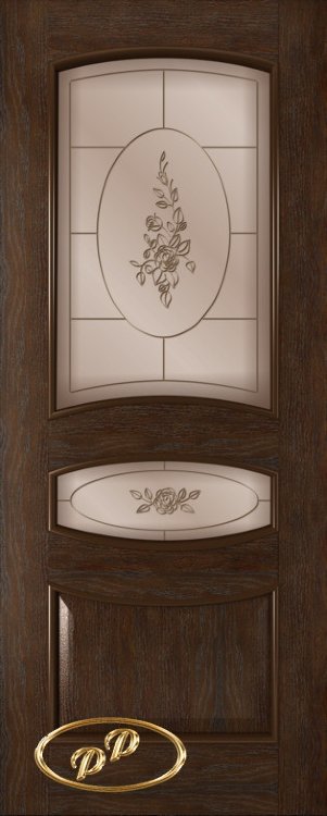 90 Алина (шпон НАТУР. ДУБ тон Каштан сатинат гравировка, рис. Роза (верх+малое)) ДО)