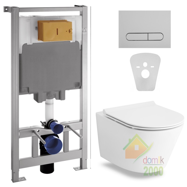 Комплект: NEMO Rimless унитаз подвесной, сиденье Slim+Комплект инсталляции Volle Master 4в1(хром)