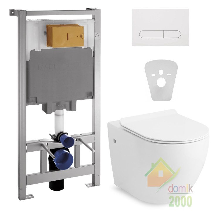 Комплект: AMADEUS унитаз 55,5*37,5*34см подвесной с сидением+Volle Master 4в1 (белая клавиша)