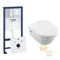 Комплект: ARCHITECTURA унитаз подвесной 37*53см, DirectFlush, с сидением Slow closing +Rapid SL Инсталяция 1,13м,5в1 38827000 c Grohe Fresh