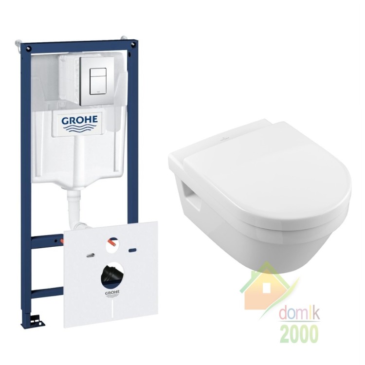 Комплект: ARCHITECTURA унитаз подвесной 37*53см, DirectFlush, с сидением Slow closing +Rapid SL Инсталяция 1,13м,5в1 38827000 c Grohe Fresh
