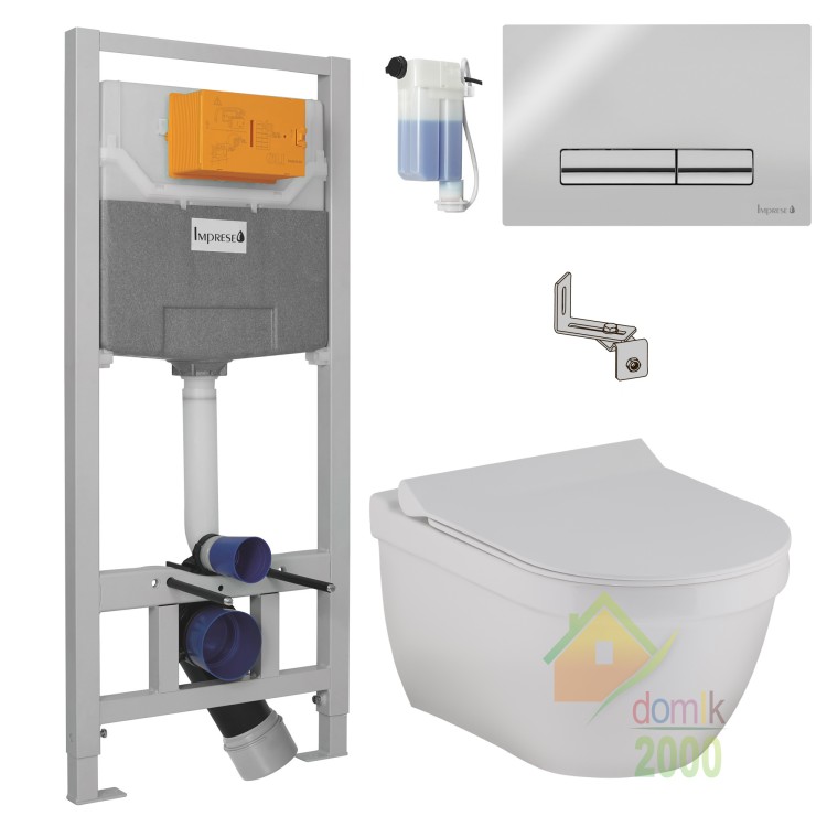 Комплект: SOLAR Rimless подвесной унитаз, сиденье Slim slowclosе+ Комплект инсталляции 3в1(PANI хром) (OLIpure)