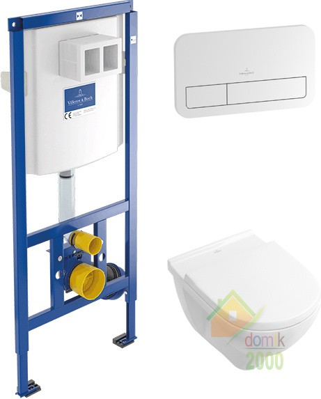 O.NOVO комплект: унитаз подвесной с верт. смывом, без ободка,сиденье QuickRelease и SoftClosing, инсталляция, кнопка смыва белая