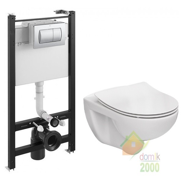 Комплект: VICTORIA Rimless унитаз подвесной с крышкой slim slow-closing, инсталляция для унитаза с кнопкой