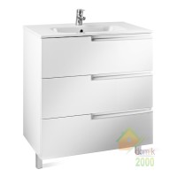 VICTORIA-N комплект: раковина, с отв. под смеситель, тумба 80*46*74см, с 3мя ящ., с функцией медл. закрытия, без ножек, белый глянец