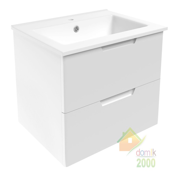 LIBRA комплект мебели 60см белый: тумба подвесная, 2 ящика + умывальник накладной