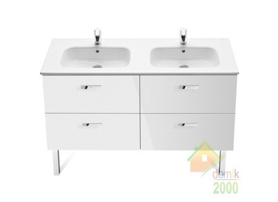 VICTORIA комплект: двойная раковина, с двумя отверст. для смес., шкафчик (1200*450*565мм) с 4-мя ящиками (без ножек)