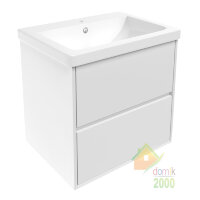 LASKA комплект мебели 65см, белый: тумба подвесная, 2 ящика + умывальник накладной