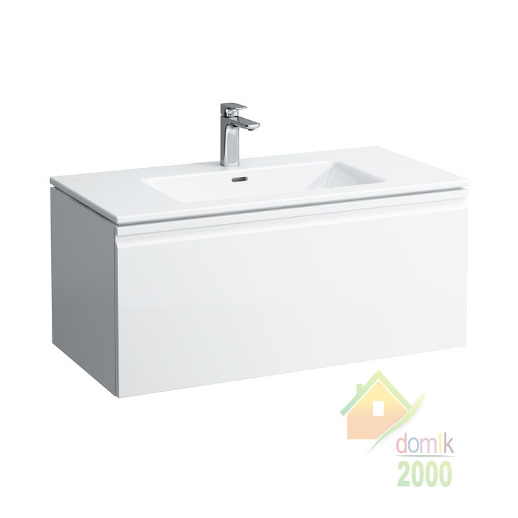 PRO S тумба 1000*500мм, с раковиной, с 1м отв. под смес. посередине, с выдвижным ящ.,с внутр.выдвиж.ящ.,белый матовый