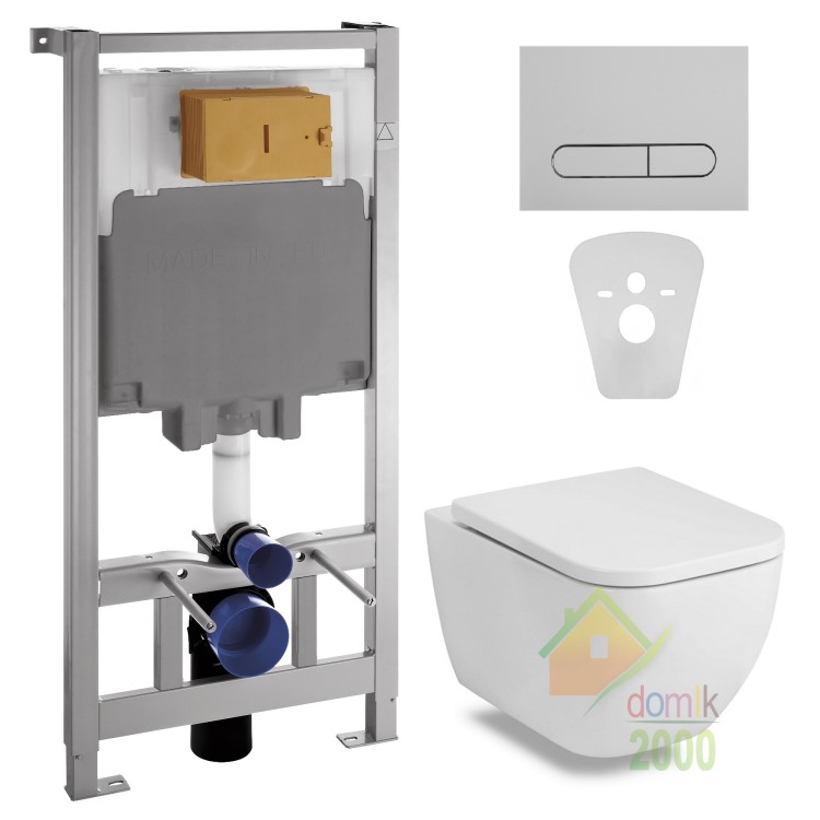 Комплект: ORLANDO Rimless Унитаз подвесной, сиденье Slim slow-closing+Комплект инсталляции Volle Master 4в1(хром)