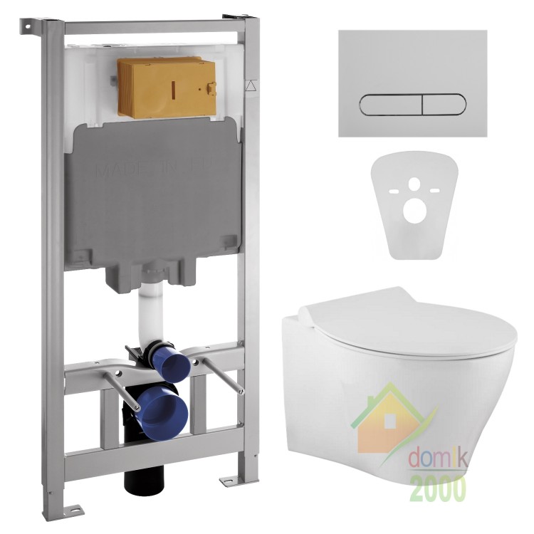 Комплект: IBERIA  Rimless Унитаз подвесной, сиденье Slim slow-closing (550*355*400)+Комплект инсталляции Volle Master4в1 (хром)