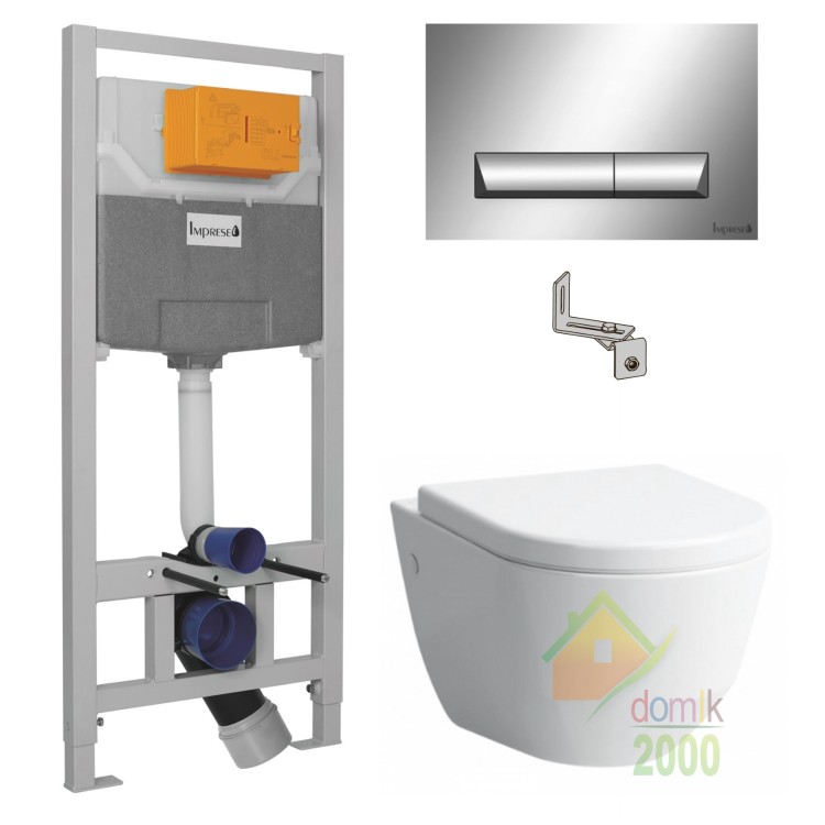 Комплект: PRO Rimless унитаз подвесной 820966+сидение slow-closing 8969513B, инсталляция  IMPRESE i8120