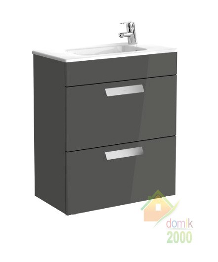 DEBBA тумба 600*360*720мм, с 2-мя ящ., в комплекте с сифоном, с раковиной с отв. под смес. справа, цвет серый антрацит