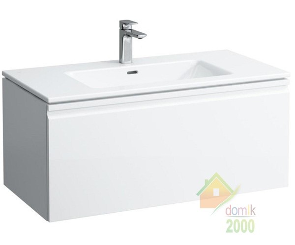 PRO S тумба 1000*500мм, с раковиной, с 1-м отв. под смес. посредине, белый глянец