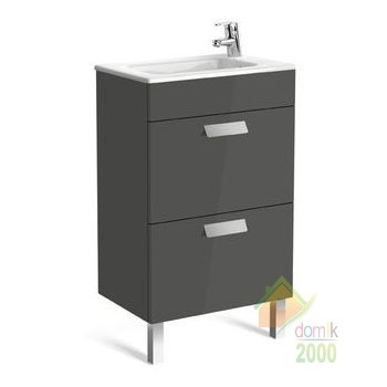 DEBBA тумба 500*360*720мм, с 2-мя ящ., с сифоном, с раковиной, с отв. под смес. справа, цвет серый антрацит, без ножек