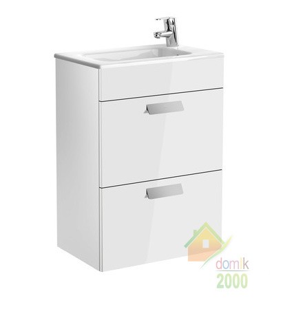 DEBBA тумба с умывальником 50*36*72см ,с отв. для смес.справа, с 2-мя ящ.,с сифоном, без ножек, цвет белый глянец