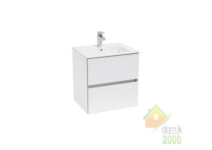 CUBE комплект: тумба 55*55*43см, с 2мя ящ., без ножек, раковина 55*43см, с отверстием под смеситель, цвет белый глянец