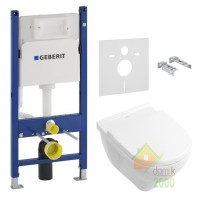 Комплект: O.NOVO DirectFlush унитаз подвесной 5660HR01 с сид. soft-close, Geberit Duofix 458.126.00.1