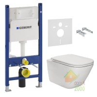 Комплект: GAP Rimless унитаз подвесной с сиденьем Slim, slow-closing, Geberit Duofix 458.126