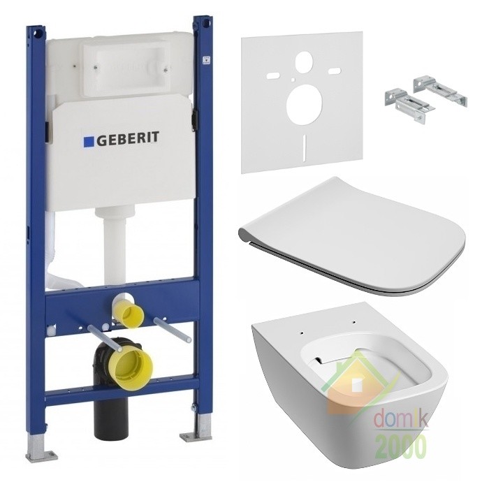 Комплект: MODO PURE унитаз подвесной Rimfree, сиденье Slim, антибакт, Soft Close, Geberit Duofix монтажный комплект, без клавиши