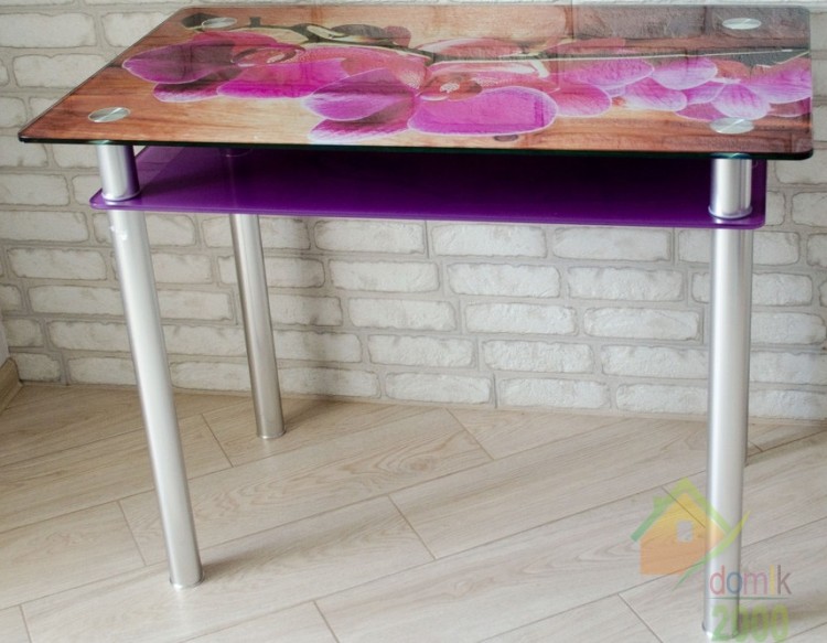 Стол стеклянный с фотопечатью "Орхидея на дереве "